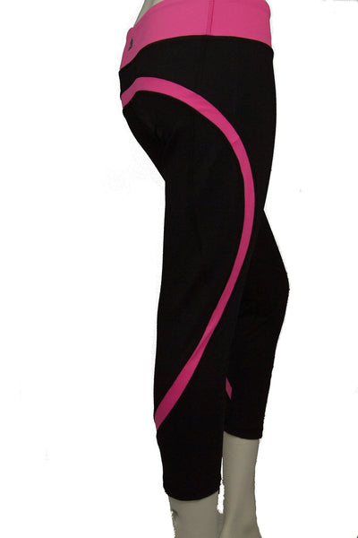 Curves Premium Capri 3/4 length Pink Black