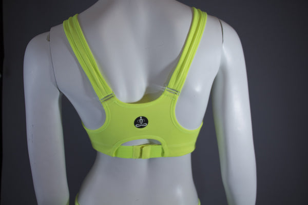 Buudah Stylistic front zip up sports bra - Neon Yellow